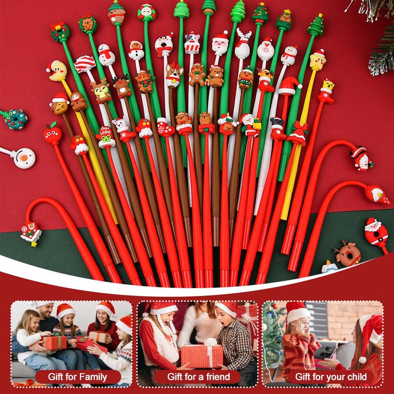 50 Pcs Christmas Gel Pens - Christmas Gel Ink Novelty Cute Fun Pens, Winter Smooth Writing Pen, Xmas Teacher's Gift, Exchanging Gifts Among Classmates - Image 2